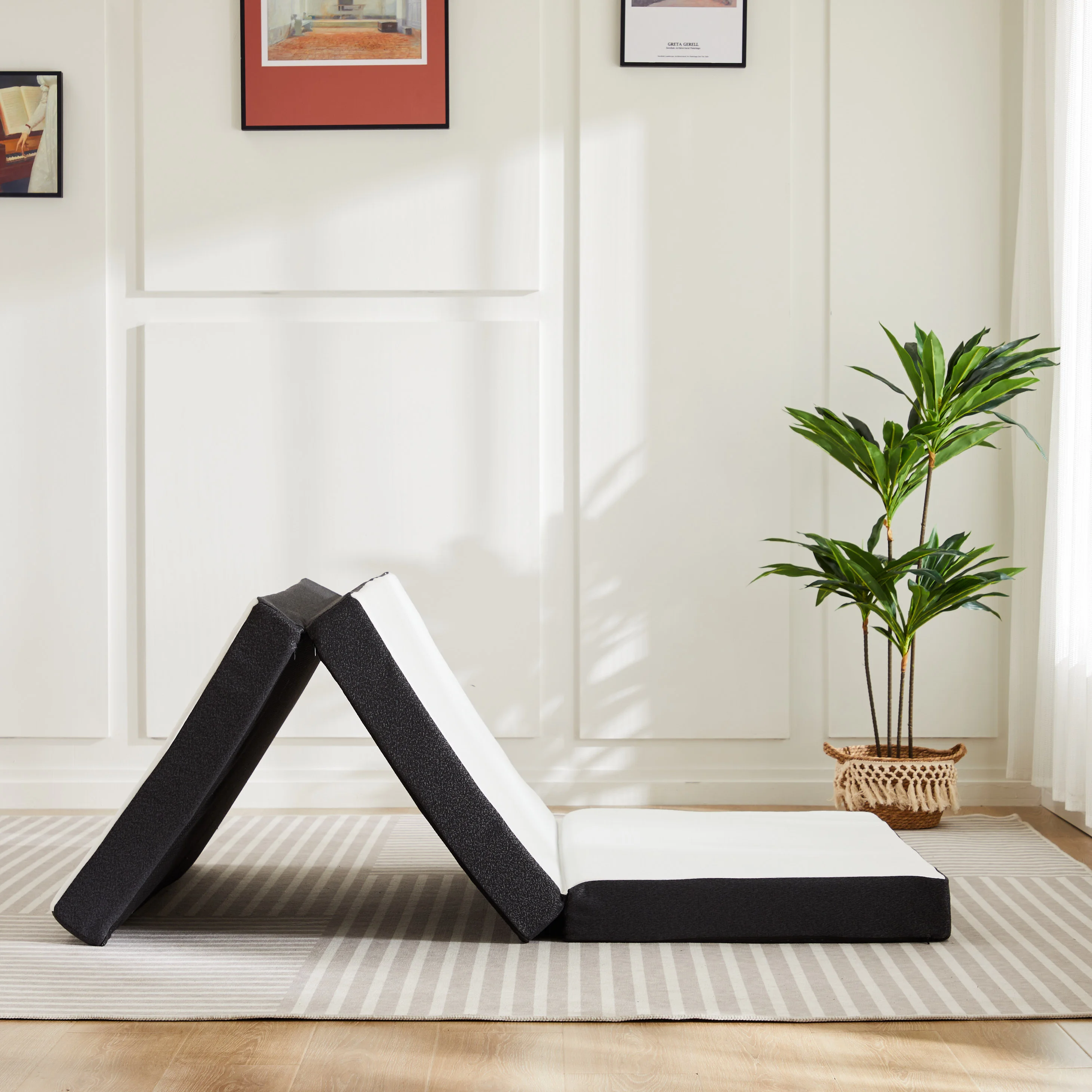 MCQ 3 Inch Tri-fold Mattress Portable Bed Pad Foldable Collapsible and Washable Cover with CertiPUR-US Certified for Home