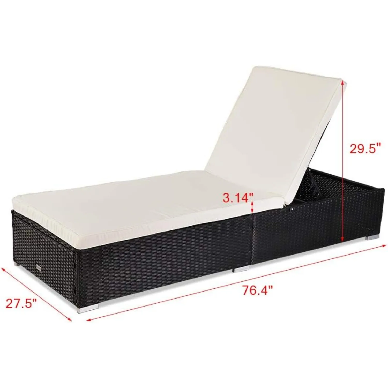 Wicker Chaise Lounge Patio Chaise Lounge Chair Wicker Rattan Pool Lounge Chair with Adjustable Backrest Removable, Customized