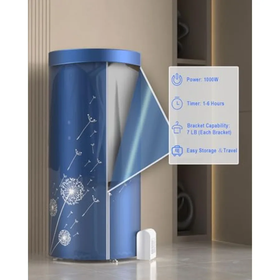 Portable Dryer 46Inch-1000W Portable Clothes Dryer for Apartments Portable Dryers Machine with Storage Bag Mini Clothes Dryers