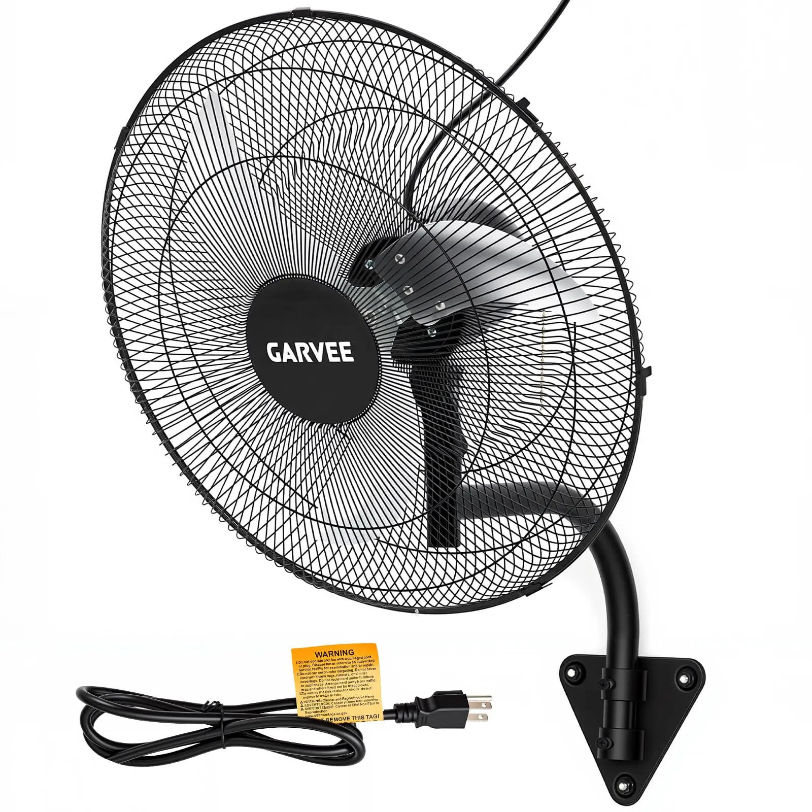 High Velocity Oscillating Wall Mount Fan, 3500 CFM 3-Speed Heavy Duty Industrial Shop Fan with 90° Oscillation & 30° Adjustable