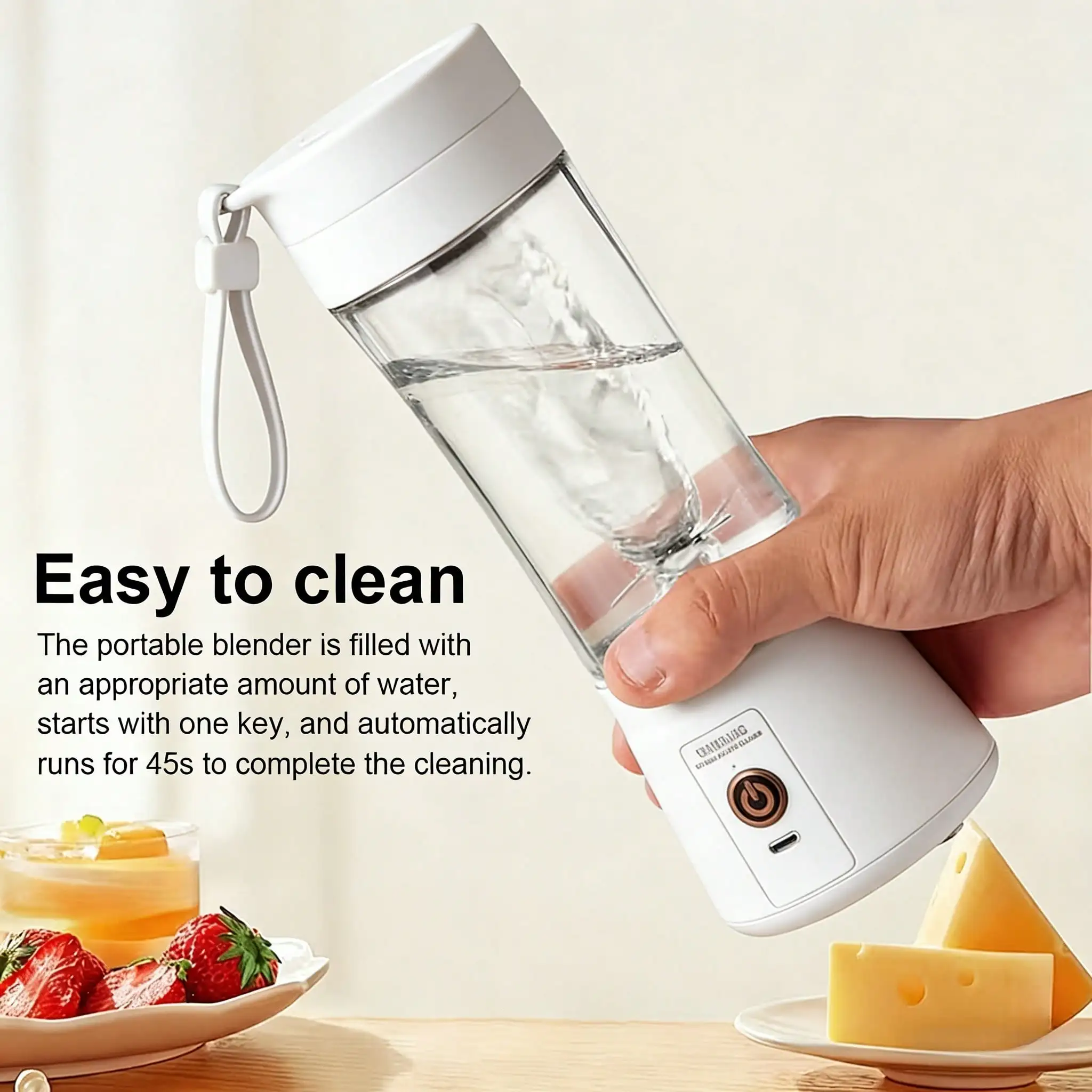 2 Colors Gorgeous Portable USB Charging Mini Blender and Juicer - 3 Modes, Digital Display, 12 Blades, 15 OZ, Easy to Clean, Sui