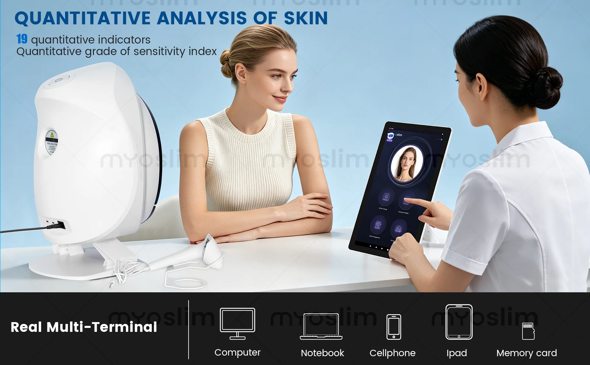 Portable Q1 Skin Care Facial Analyzer Machine Magic Mirror Face Camera Test Detector - Portable Skincare Testing Device
