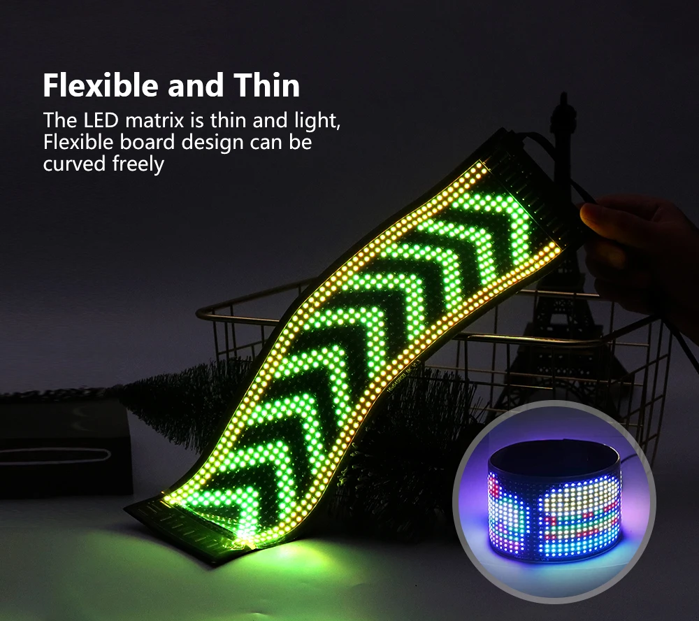 LED Matrix Pixel Panel  Scrolling Bright Advertising LED Signs  Flexible USB 5V LED Car Sign Bluetooth App Control