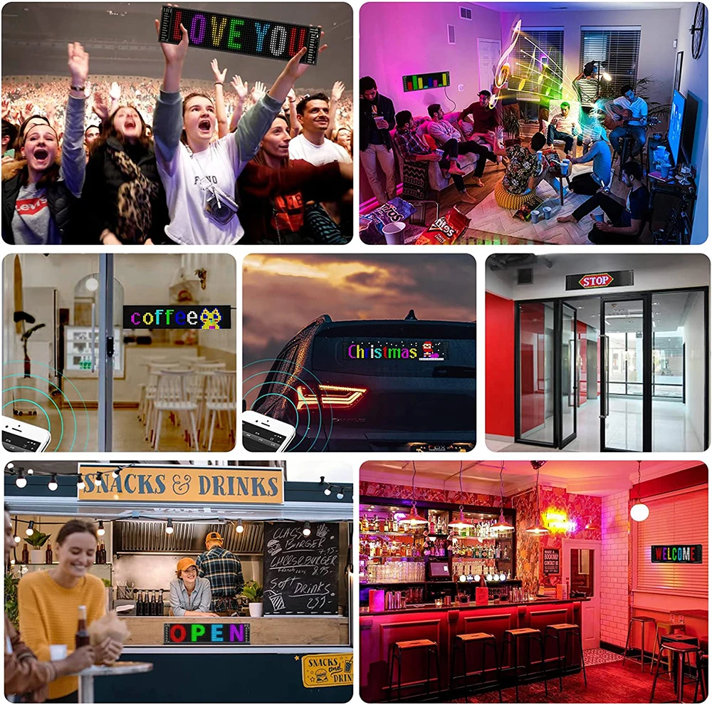 LED Matrix Pixel Panel  Scrolling Bright Advertising LED Signs  Flexible USB 5V LED Car Sign Bluetooth App Control