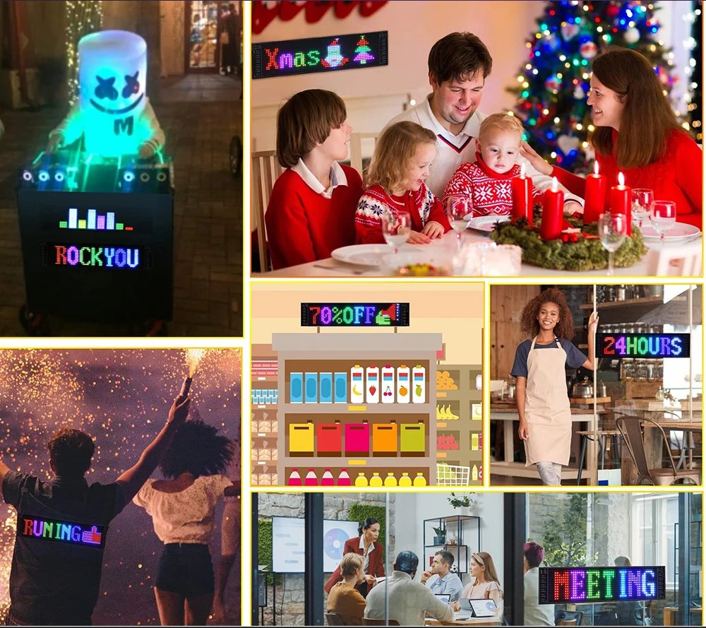 LED Matrix Pixel Panel  Scrolling Bright Advertising LED Signs  Flexible USB 5V LED Car Sign Bluetooth App Control