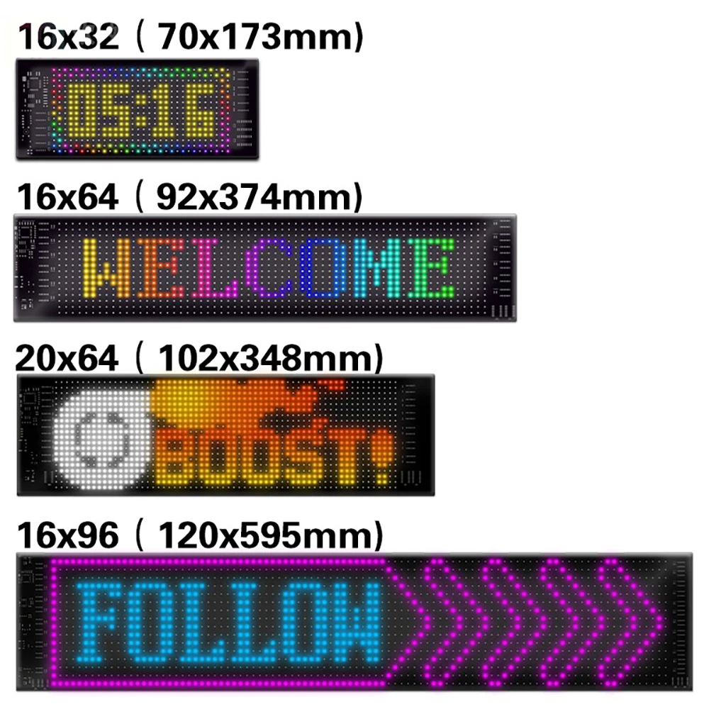 LED Matrix Pixel Panel  Scrolling Bright Advertising LED Signs  Flexible USB 5V LED Car Sign Bluetooth App Control