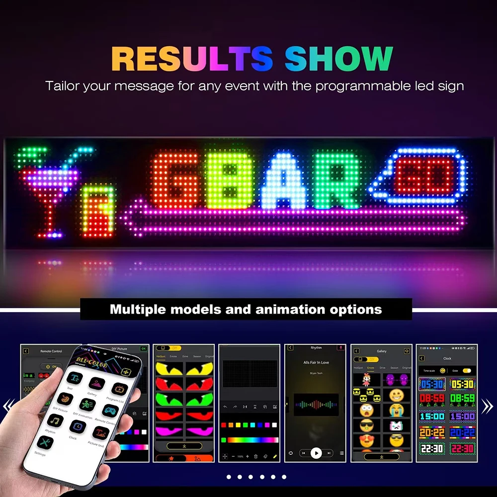 LED Matrix Pixel Panel  Scrolling Bright Advertising LED Signs  Flexible USB 5V LED Car Sign Bluetooth App Control