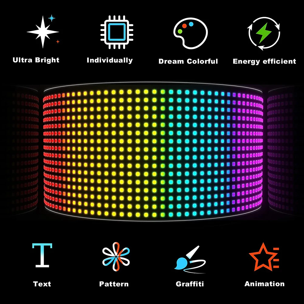 LED Matrix Pixel Panel  Scrolling Bright Advertising LED Signs  Flexible USB 5V LED Car Sign Bluetooth App Control