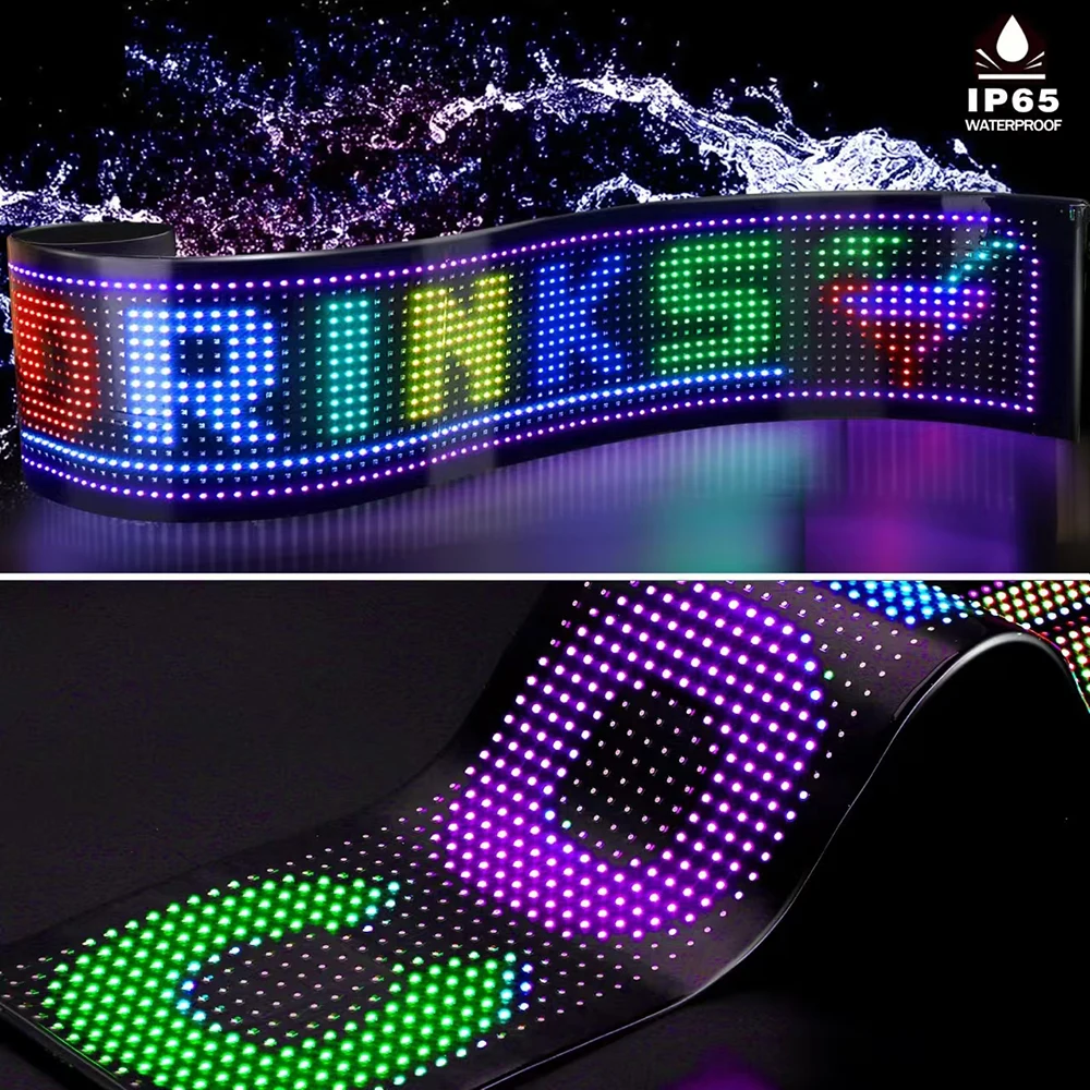 LED Matrix Pixel Panel  Scrolling Bright Advertising LED Signs  Flexible USB 5V LED Car Sign Bluetooth App Control