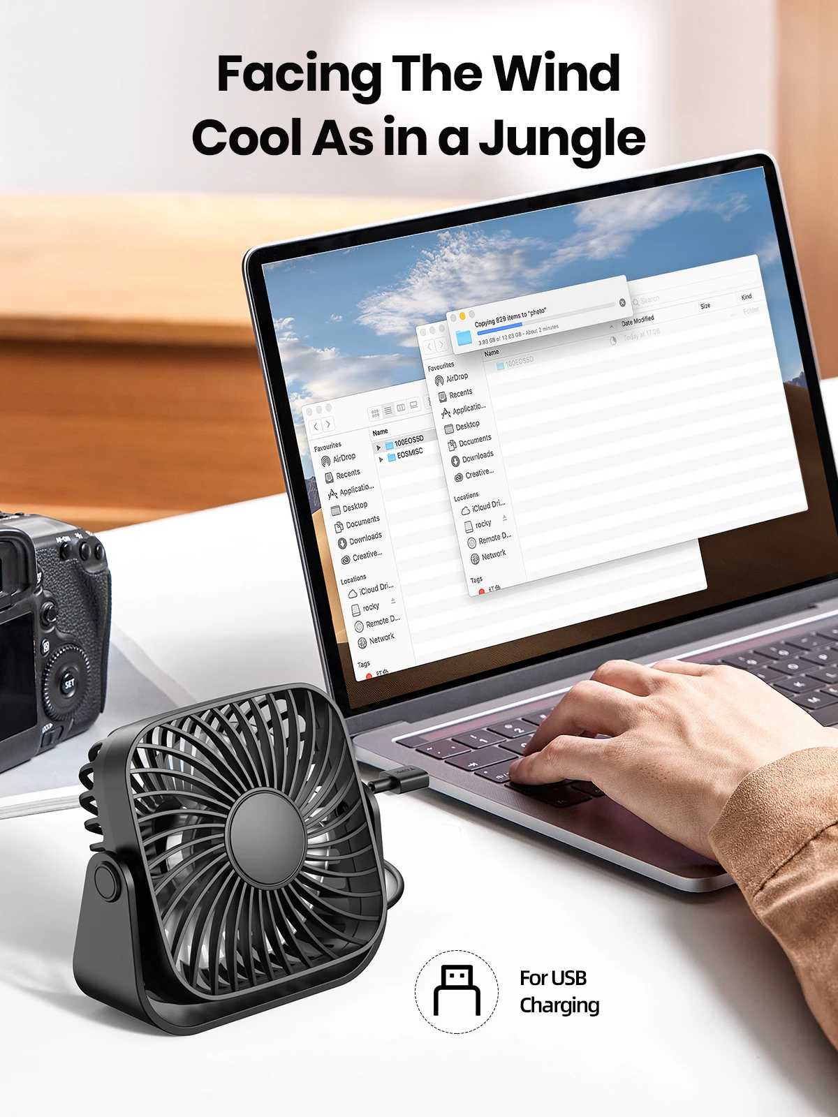 4Inch USB Mini Portable Fan for Camping,3 Speeds Quiet Desk Table Personal Fan,360°Adjustment Standing Fans for Room Home