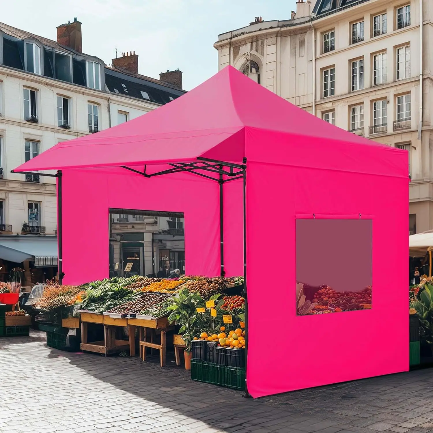 10x10 Heavy Duty Pop Up Canopy 3 Removable Sidewalls Commercial Shelter Wheeled Bag Outdoor Party Market 600D PU UPF50+, Custom