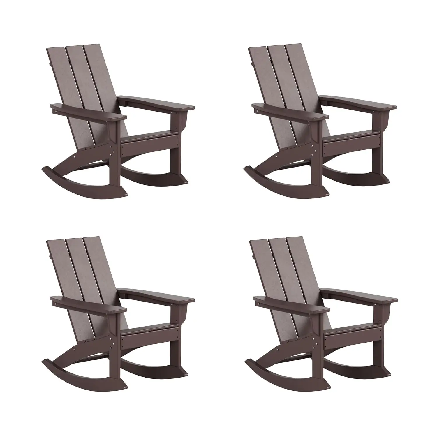 Poly Lumber Adirondack Rocking Chairs Set 4, All Weather Outdoor Porch Garden Patio, Custom