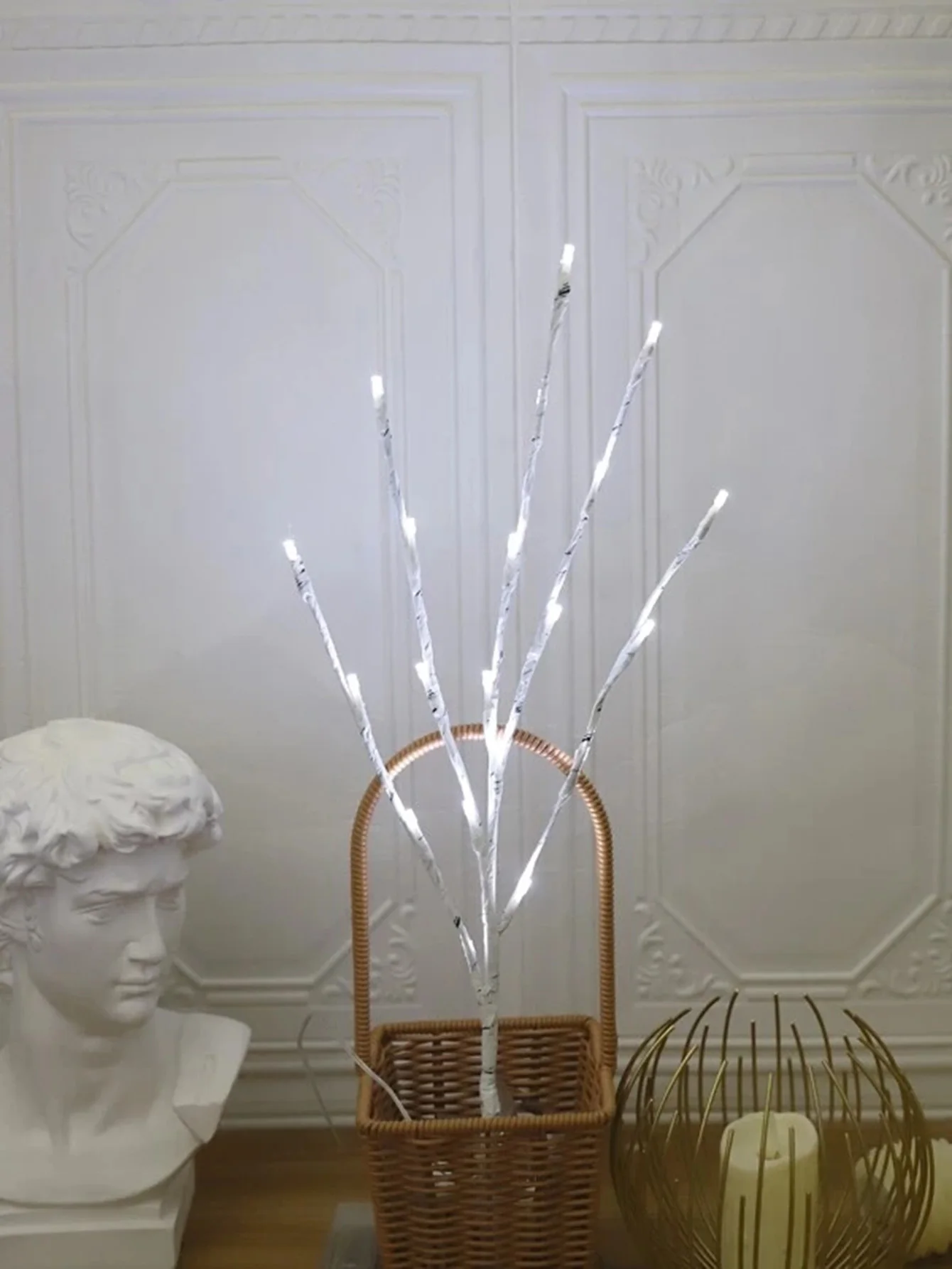 1 PC White Birch Branch Lights Battery Operated 20 LED Fairy Lights Willow Branches for Home Bedroom Inside Outdoor Decoration