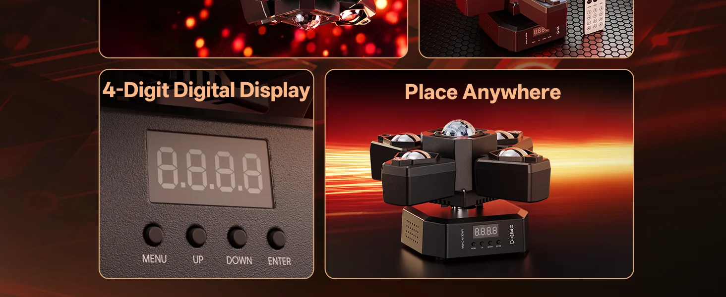 Datewink 70W RGBW 4-Arm Moving Head Light Beam Magic Ball Stage Lights Strobe Effect Remote DMX512 For DJ Disco Nightclub Party