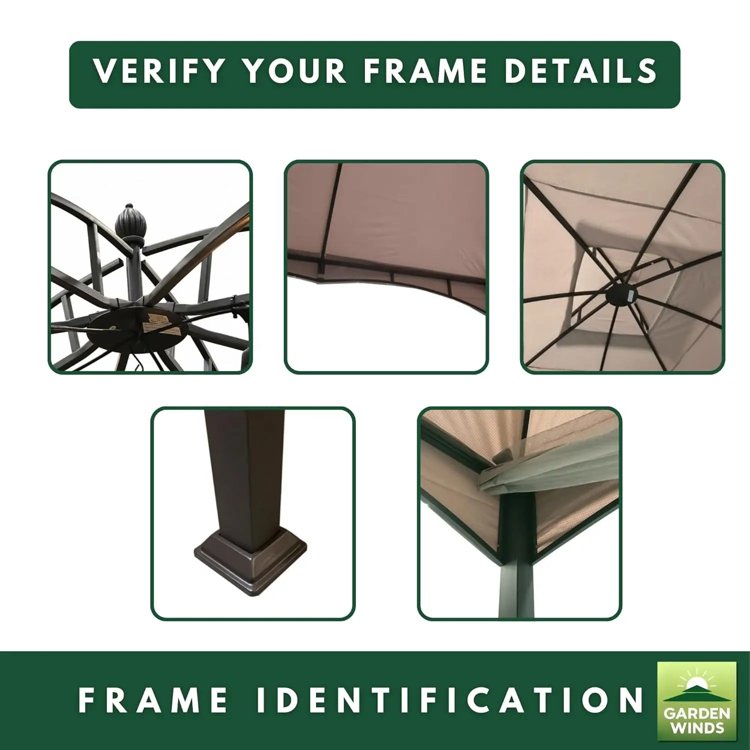 Durable 350 Replacement Canopy Top Compatible with Allen Roth 10' x 12' Gazebo Models GF-12S004B, TPGAZ17-002 -, Customized