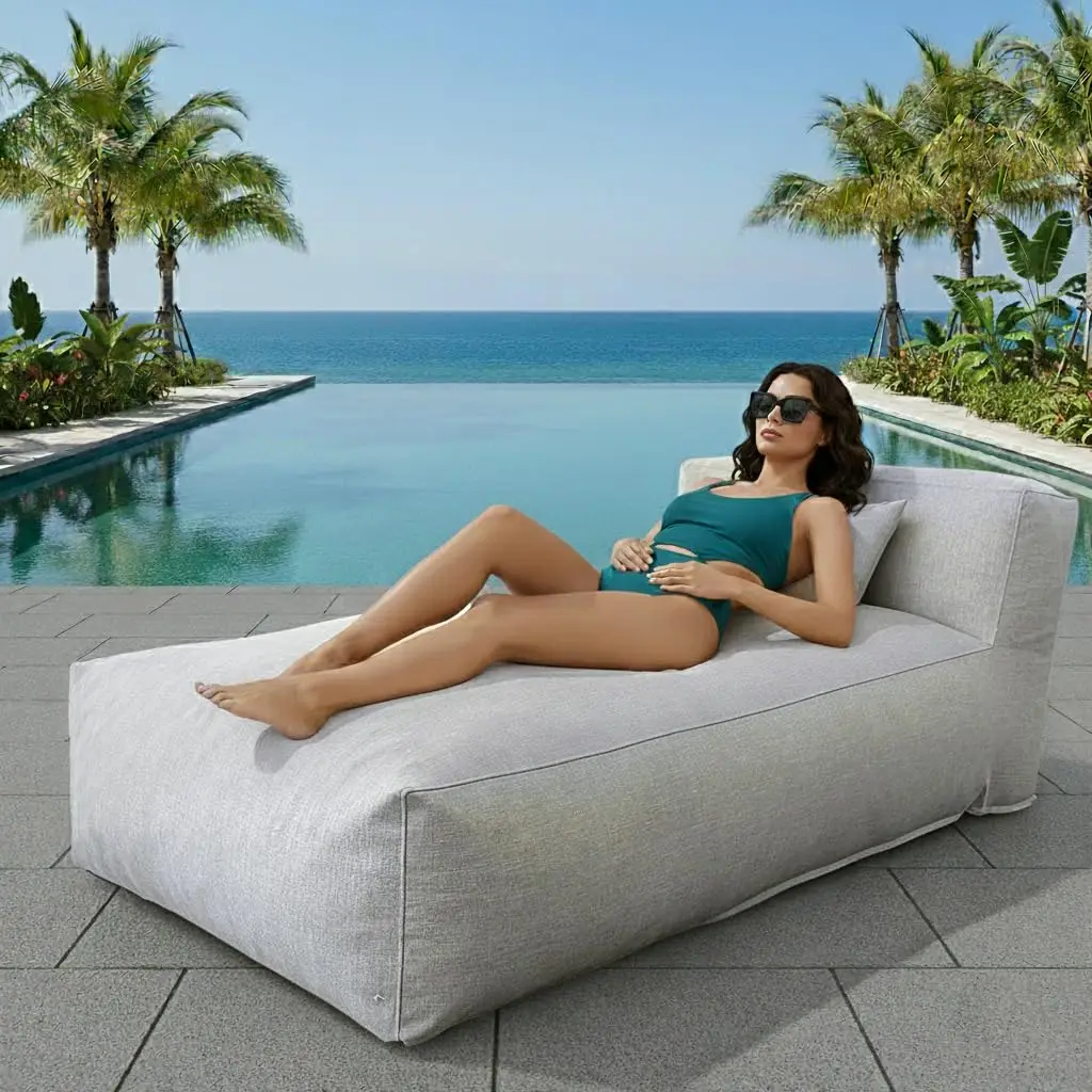 Outdoor Bean Bag Lounger Chair, Big Comfy Outdoor Daybed for Sunbathing and Tanning - Water-Resistant Patio Chaise, Customized