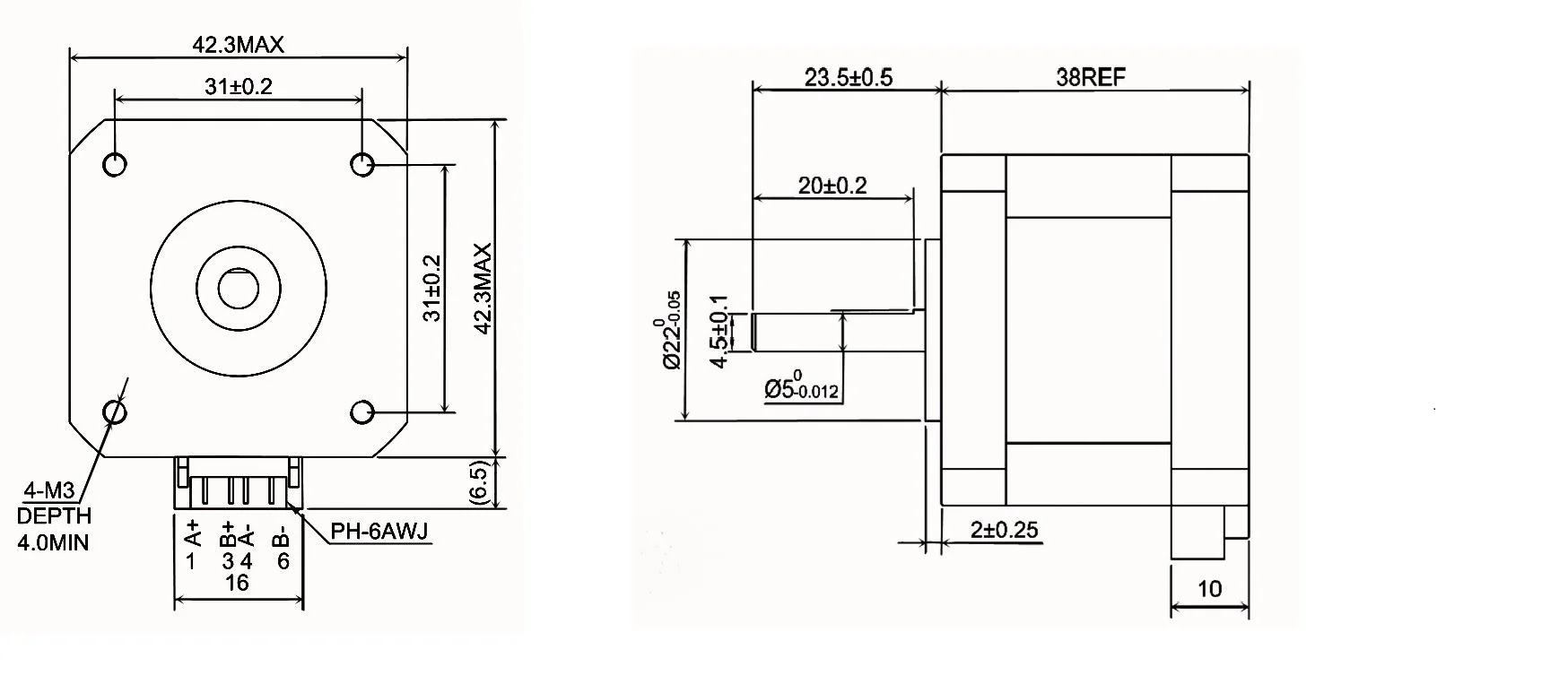 STEPPERONLINE Nema 17 Stepper Motor 38mm 42 Motor 42Ncm 1.5A Nema17 Stepper 4-lead for CNC 3D Printer XYZ