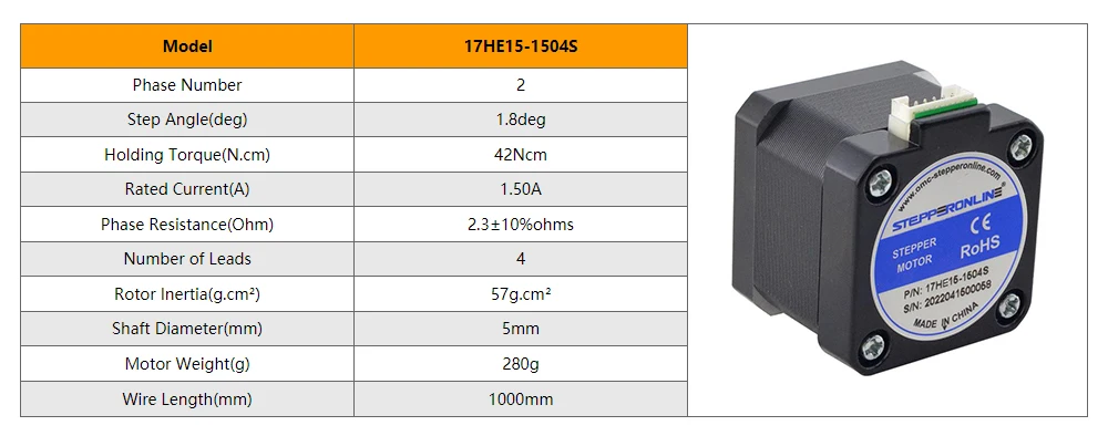 STEPPERONLINE Nema 17 Stepper Motor 38mm 42 Motor 42Ncm 1.5A Nema17 Stepper 4-lead for CNC 3D Printer XYZ