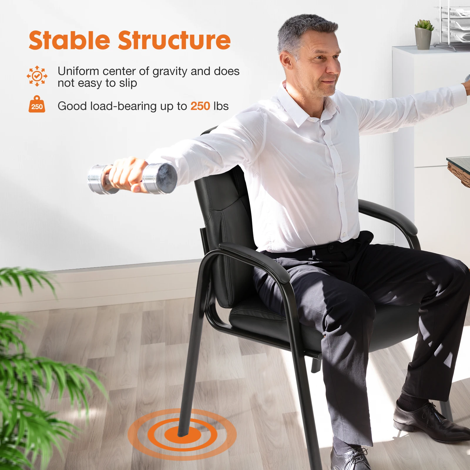 JHK Leather Waiting Room Chairs No Wheels,Guest Chair with Padded Arm Office Guest Chair Conference Room Lobby Table