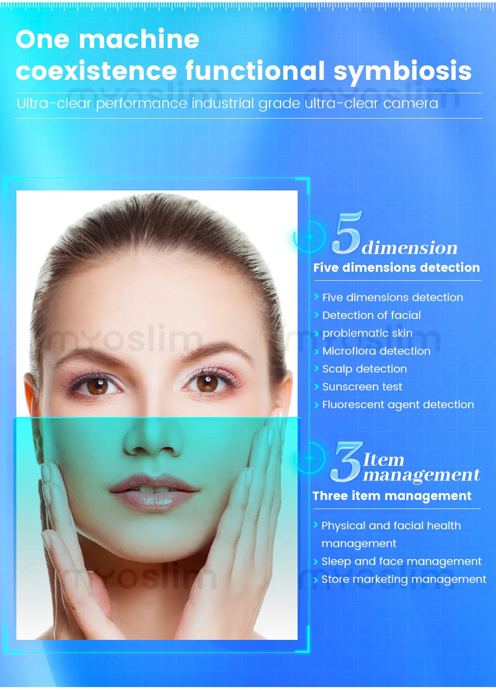 21.5 Inch X5 Facial Skin Analyzer 3D AI Hair Analysis Machine 8 Light Spectrum Skin Analysis Scanner For Business Beauty Care