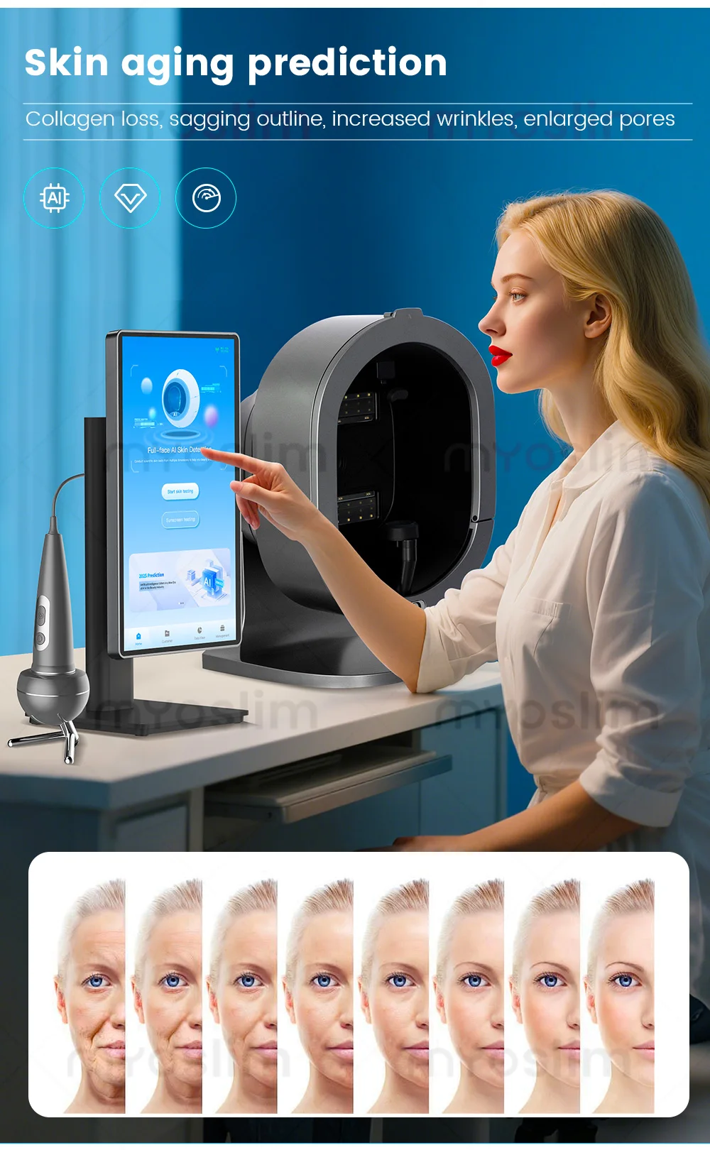 21.5 Inch X5 Facial Skin Analyzer 3D AI Hair Analysis Machine 8 Light Spectrum Skin Analysis Scanner For Business Beauty Care