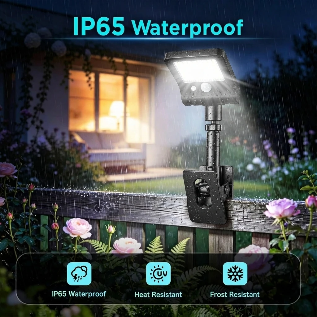 2PCS/4PCS Clip-On Outdoor Solar Lights with Motion Sensor, 360° Rotatable Solar Fence Lights, IP65 Waterproof for Decks Gutters