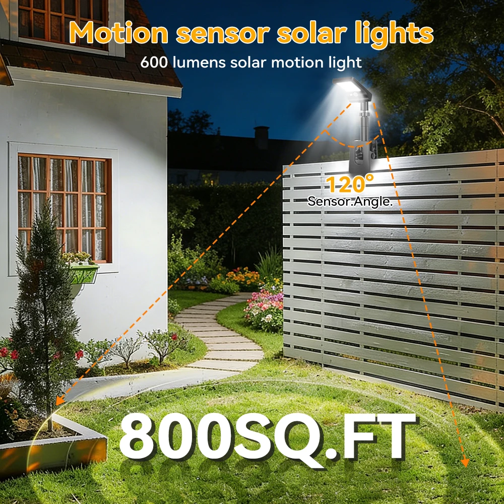 2PCS/4PCS Clip-On Outdoor Solar Lights with Motion Sensor, 360° Rotatable Solar Fence Lights, IP65 Waterproof for Decks Gutters