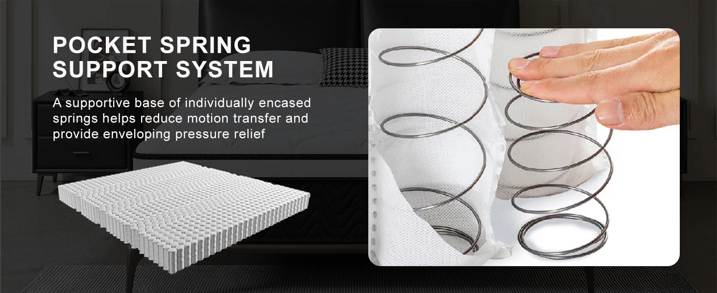 LayRoad 12/14Inch Memory Foam Spring Mattress Single/Double/Queen/King Sizes Boxed Mattress Medium Firmness Pressure Relief