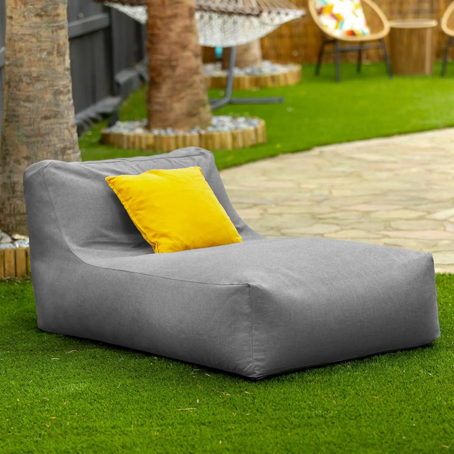 Outdoor Giant Chaise Lounger Cushioned All-Weather Patio Recliner 6ft Slate Custom