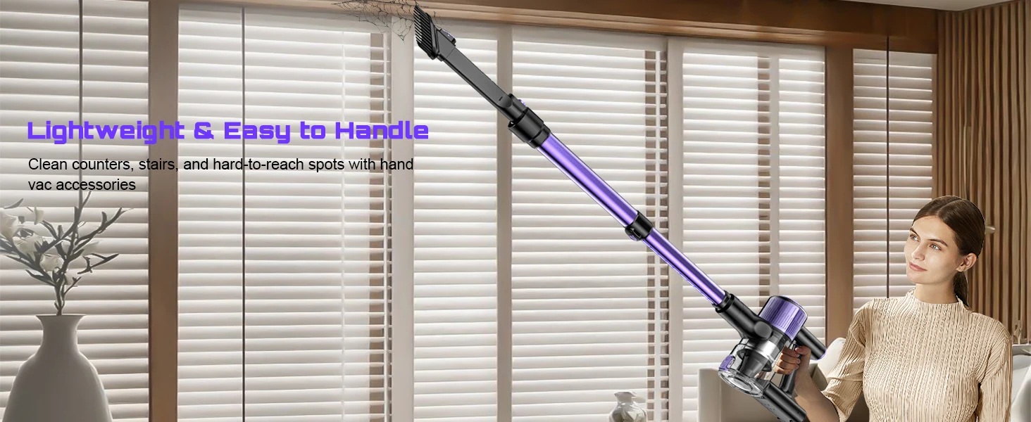 Cordless Vacuum Cleaner, 55Kpa/500W/45min 10 in 1 Powerful Stick Lightweight Vacuum Cleaner for Home Pet Hair/Hard Floor/Carpet
