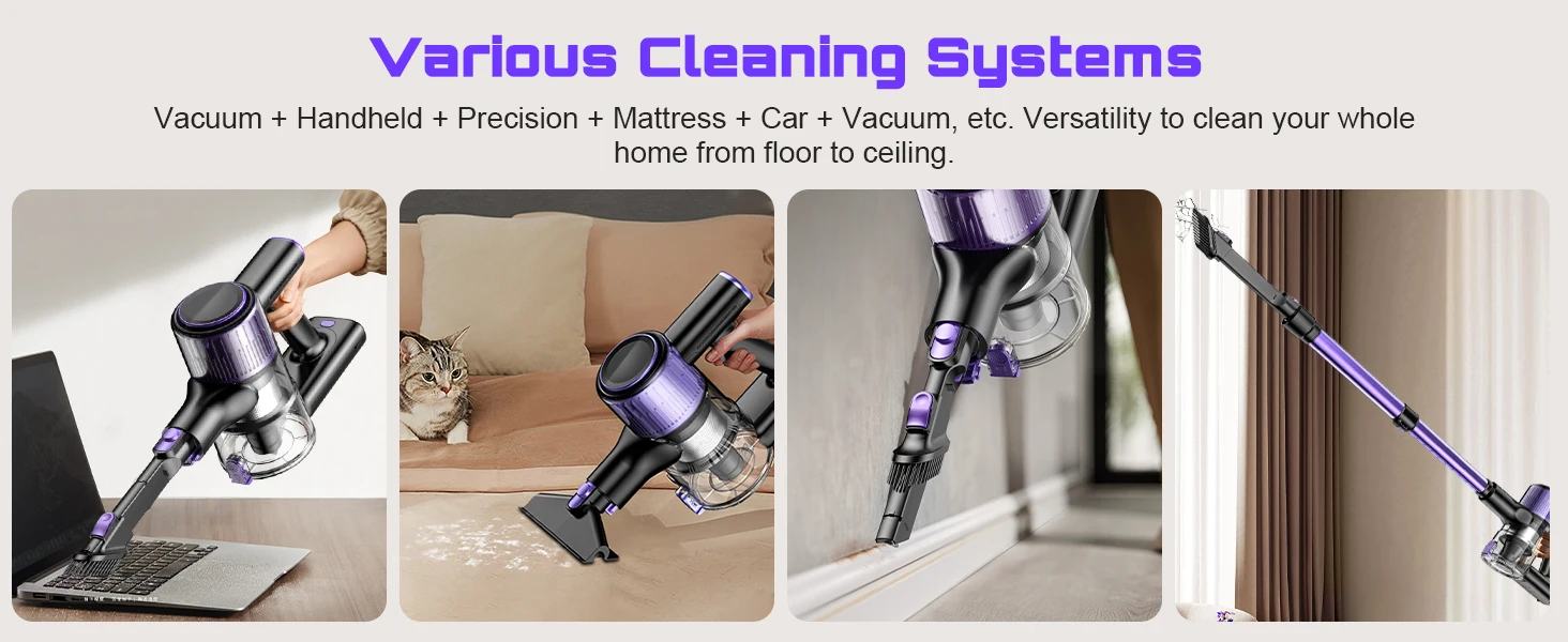 Cordless Vacuum Cleaner, 55Kpa/500W/45min 10 in 1 Powerful Stick Lightweight Vacuum Cleaner for Home Pet Hair/Hard Floor/Carpet