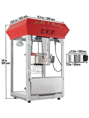 SucceBuy 8/12Oz Electric Popcorn Maker Commercial Popper Machine Automatic Corn Cookware with Scoop Spoon SUS304 Heating Tube