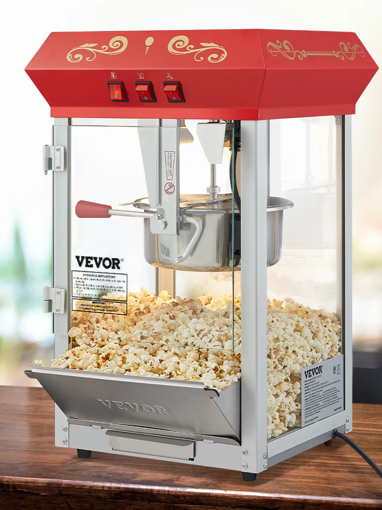 SucceBuy 8/12Oz Electric Popcorn Maker Commercial Popper Machine Automatic Corn Cookware with Scoop Spoon SUS304 Heating Tube