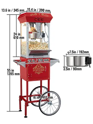 SucceBuy 8/12Oz Electric Popcorn Maker Commercial Popper Machine Automatic Corn Cookware with Scoop Spoon SUS304 Heating Tube