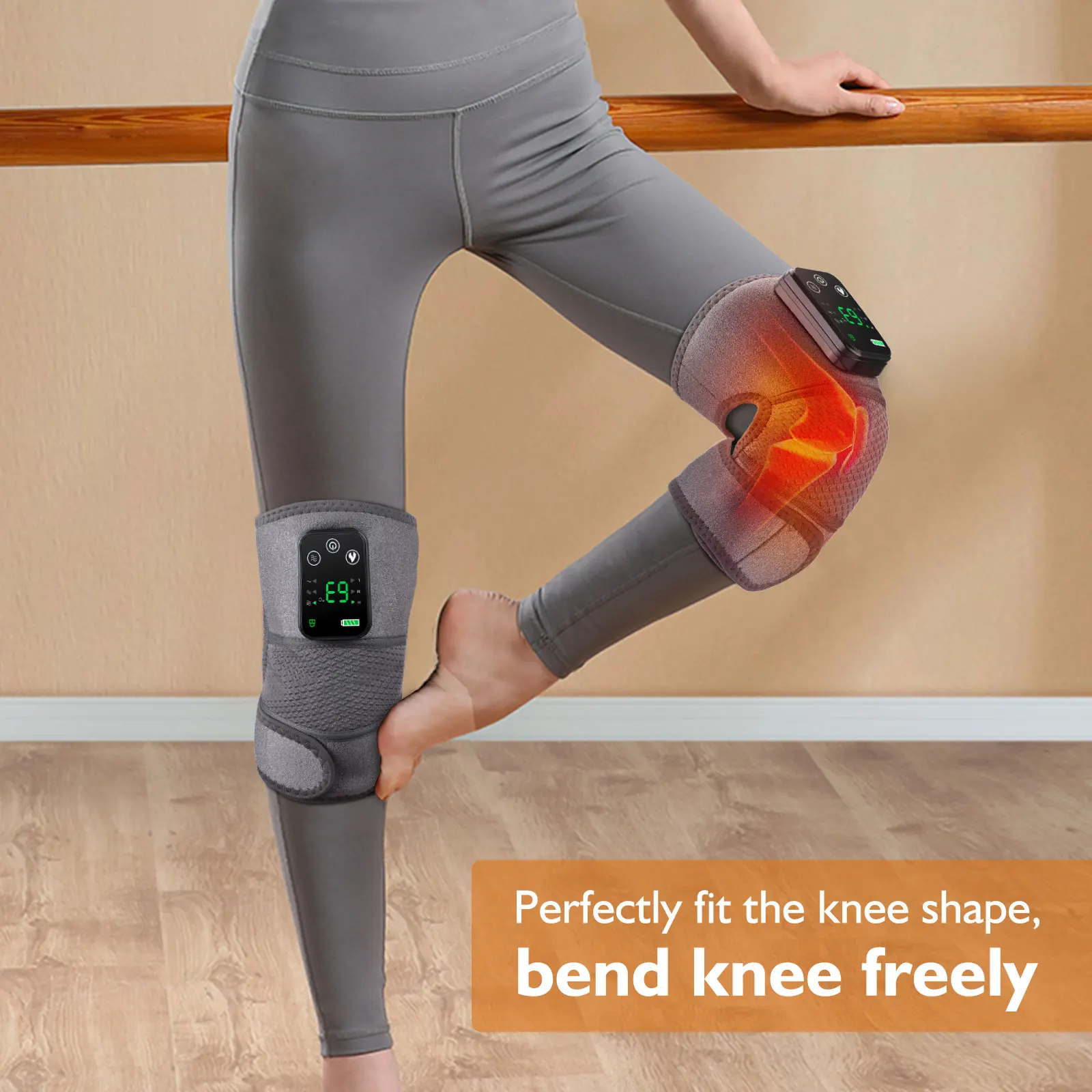 Rechargeable Electric Knee Massager 3-in1 Heated Vibration Pad for Joint Pain Relief Elbow Shoulder Arthritis Support Belt