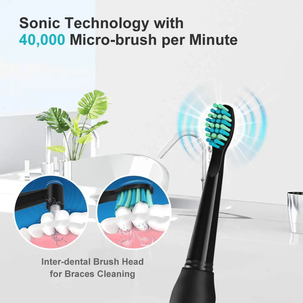 Fairywill Electric Sonic Toothbrush FW-D7 USB Charge Rechargeable Adult Waterproof Electronic Tooth Brushes Replacement Heads