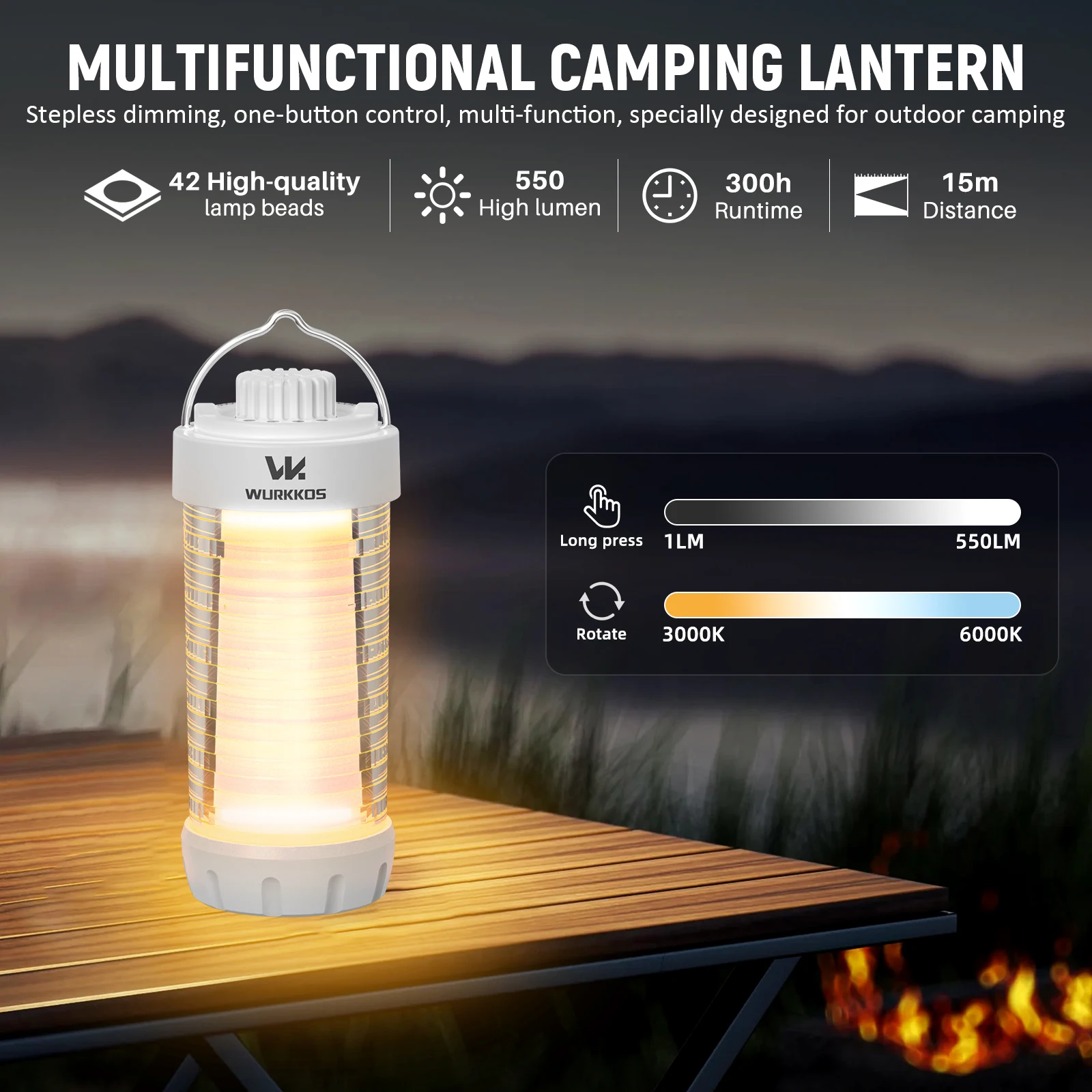 Wurkkos CL01 Mini RGB 360° Flashlight 550 Lumens 21700 Rechargeable LED Flashlight Camping Light Power Bank Waterproof