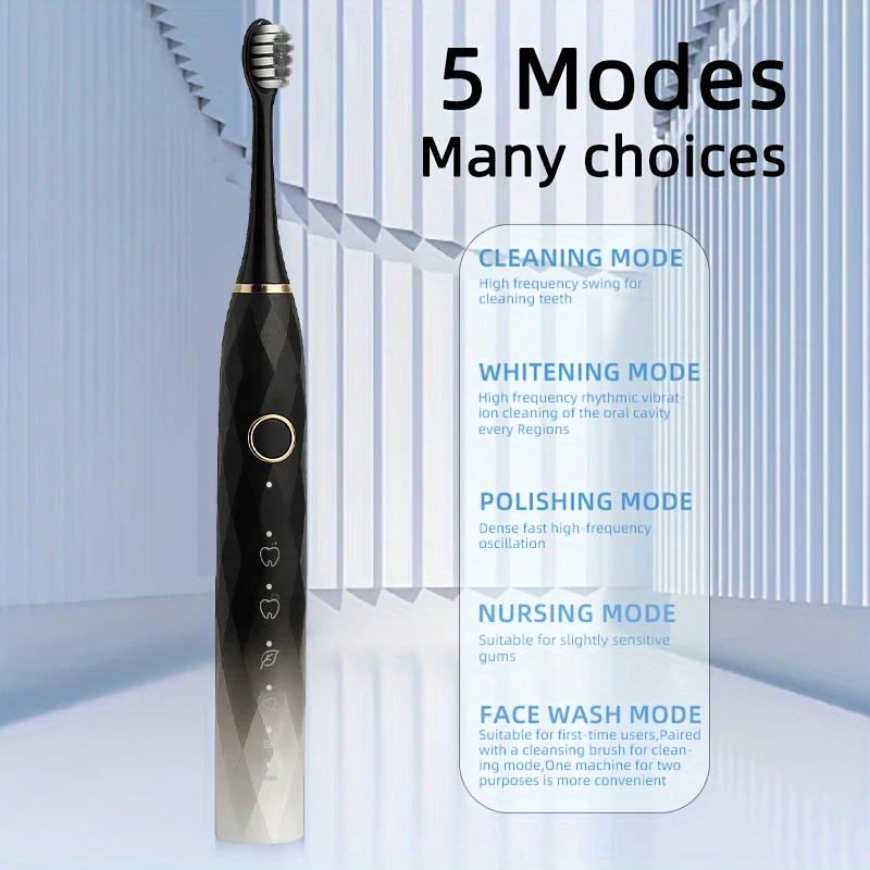 Electric Toothbrush Rotary Cleaning Teeth Brush Waterproof Electronic Tooth Brush With Timer USB Rechargeable Toothbrush 10 Head