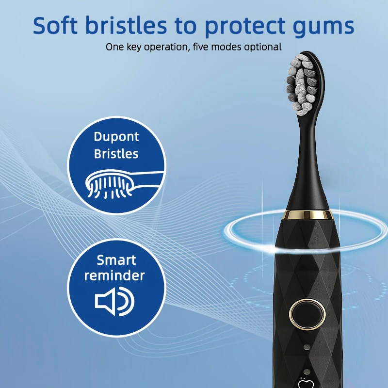 Electric Toothbrush Rotary Cleaning Teeth Brush Waterproof Electronic Tooth Brush With Timer USB Rechargeable Toothbrush 10 Head