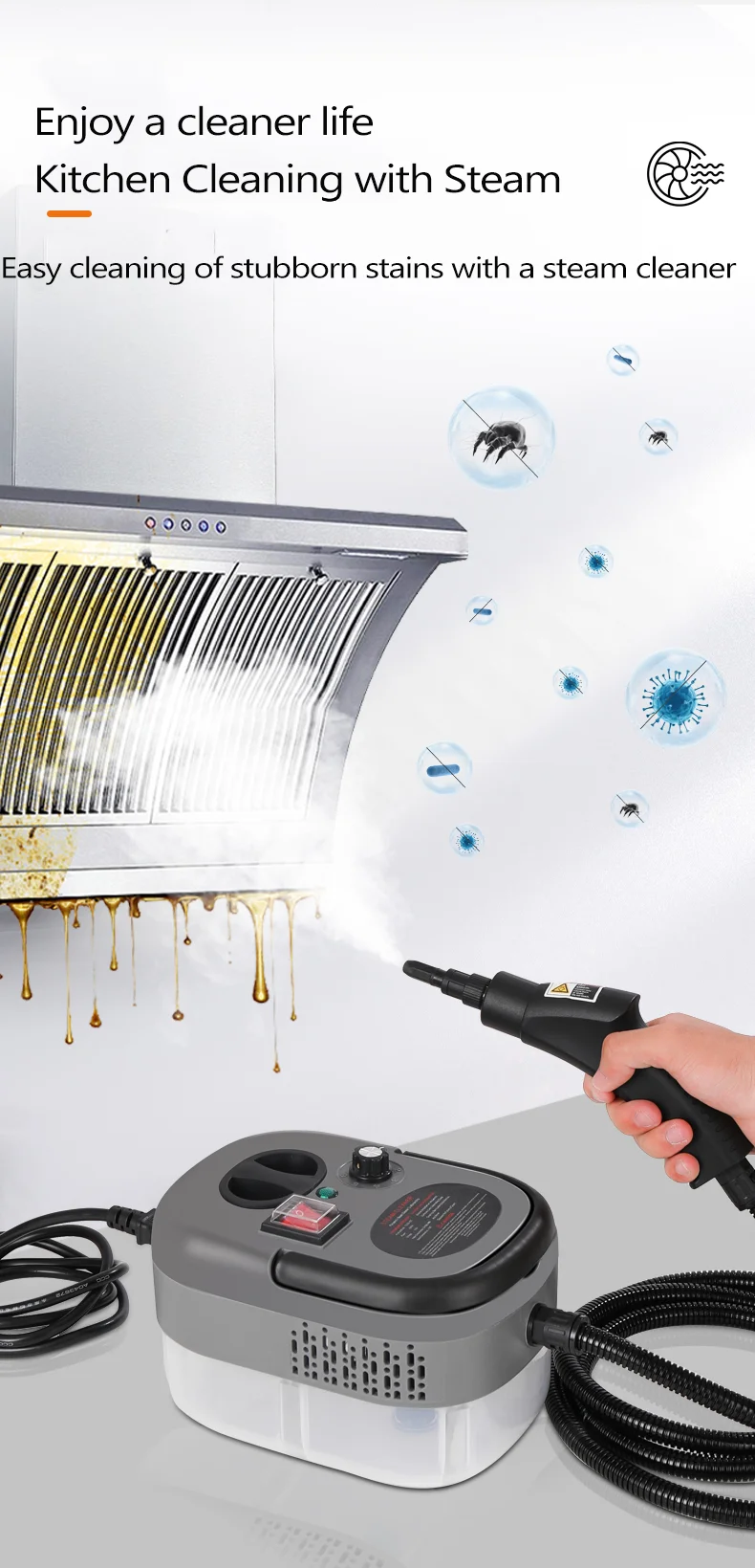 Kitchen oil stains Steam Cleaner High Temperature Disinfection Air Conditioning Kitchen Range Hood Machines cleaning machine