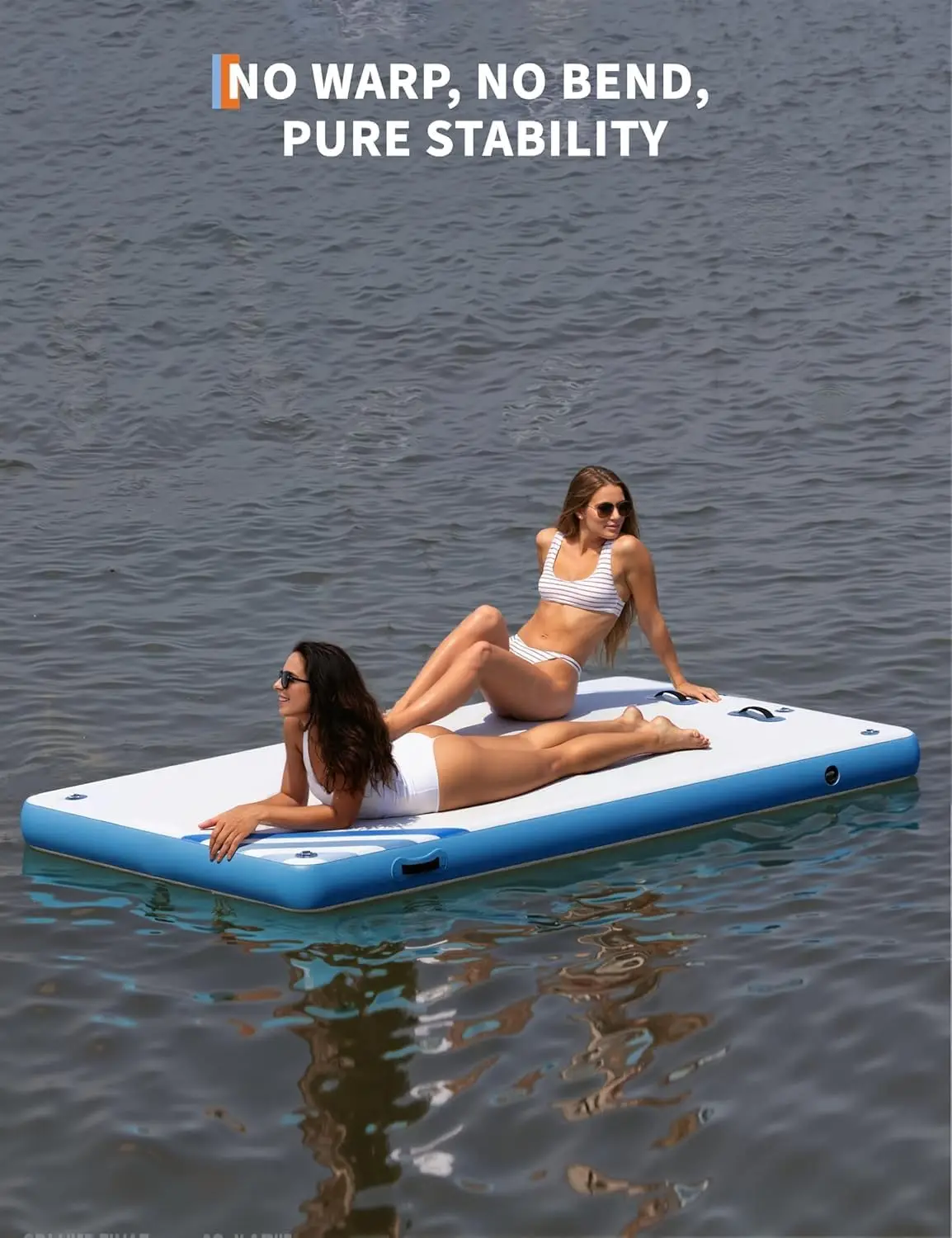 Inflatable Pontoon Dock, Thicken Air Dock Floating Platform, Inflatable Pontoon with Nonslip Surface and Rope Ladder, Lake Float