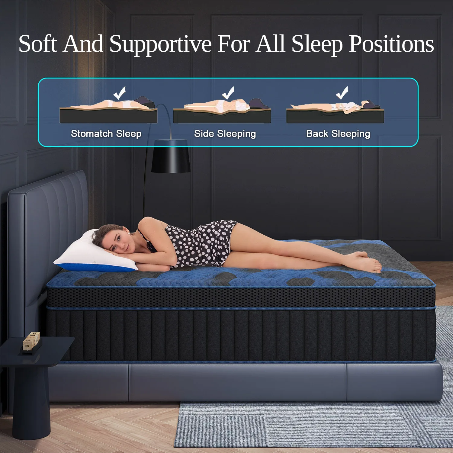 12"Gel Memory Foam Hybrid Pocket Spring Mattress Twin Full Queen King Bed Mattress In A Box, Medium Firm Motion Isolation