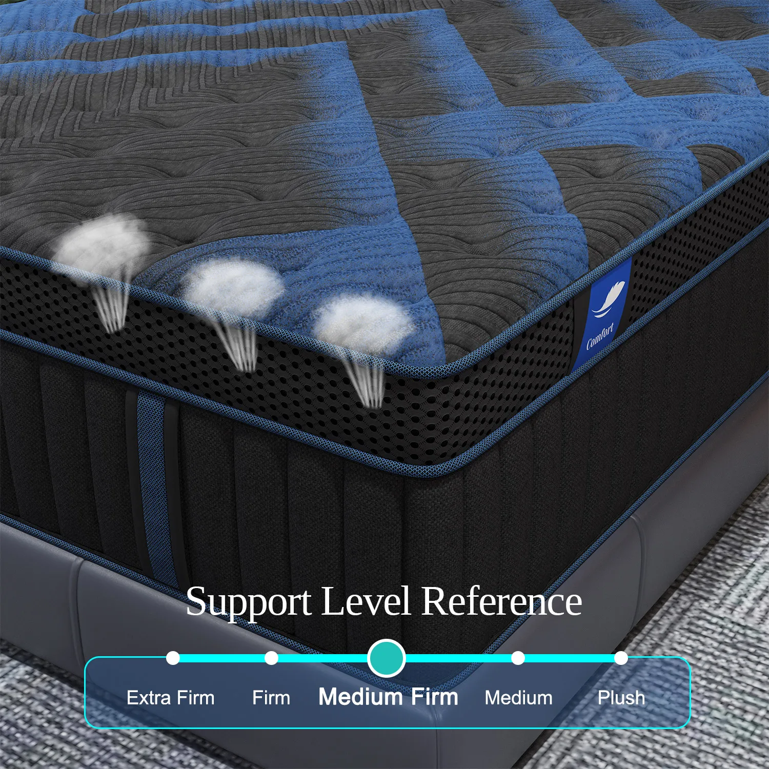 12"Gel Memory Foam Hybrid Pocket Spring Mattress Twin Full Queen King Bed Mattress In A Box, Medium Firm Motion Isolation