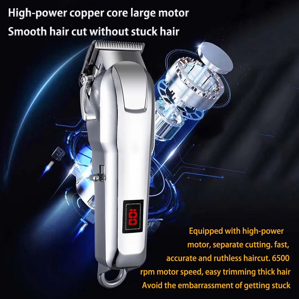Cordless Electric Hair Clippers for Men,Professional Barber Clippers and Trimmers Set for Hair Cutting Kit with LED Display