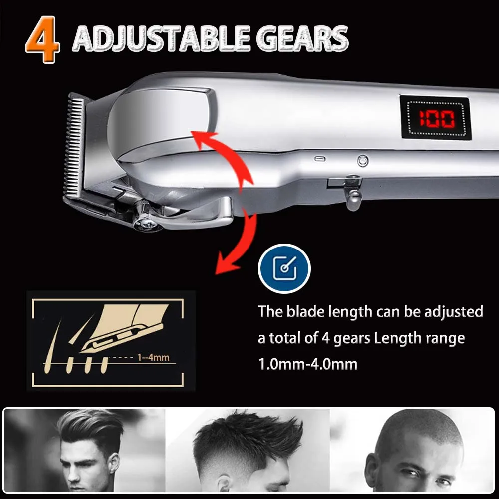 Cordless Electric Hair Clippers for Men,Professional Barber Clippers and Trimmers Set for Hair Cutting Kit with LED Display