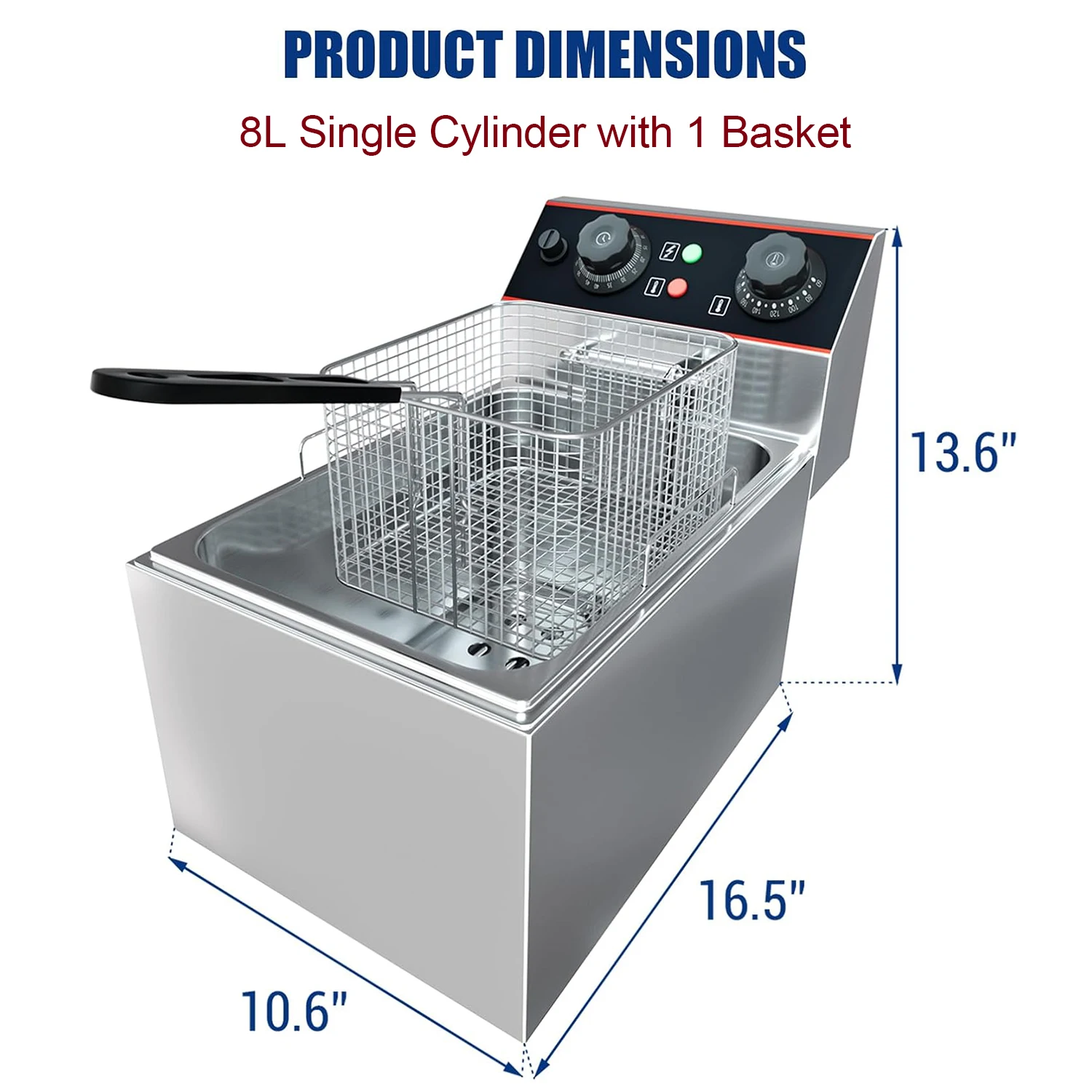 Commercial Electric Deep Fryer with Baskets Stainless Steel Adjustable Temperature Deep Fryer for Restaurant and Home