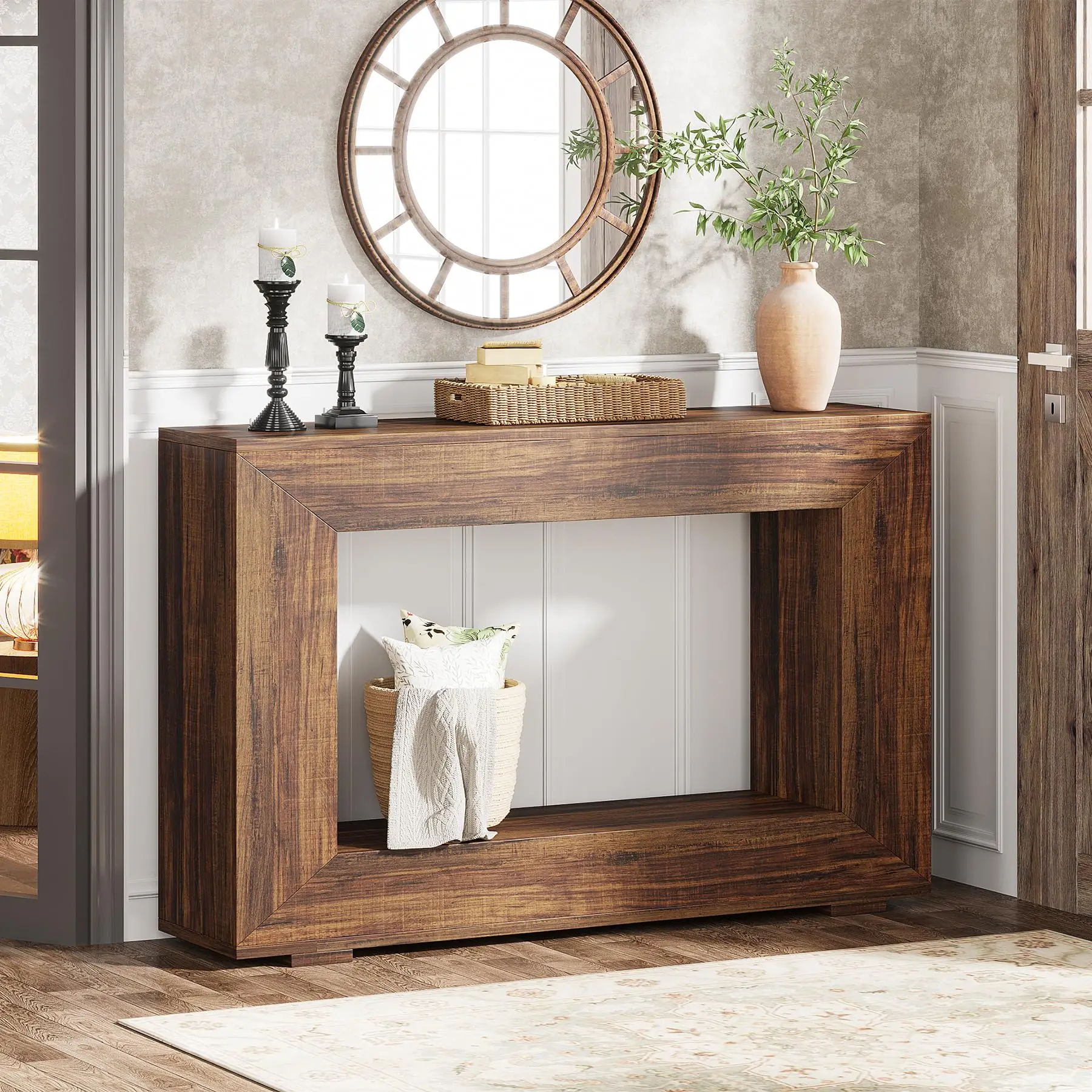 Tribesigns 47" Farmhouse Console Table with Storage, Industrial Hallway Sofa Table for Entryway, Living Room