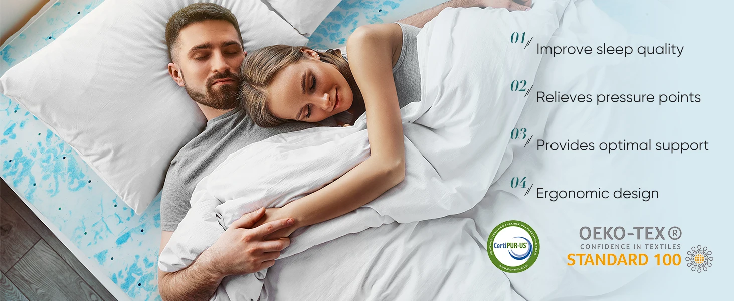 JHK 2-4 Inch Gel Memory Foam California King Mattress Topper Cooling Mattress Soft and Breathable Bed Topper Bedroom Furniture