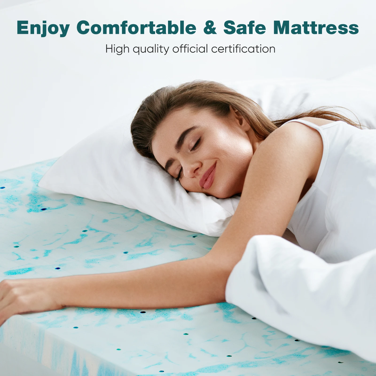 JHK 2-4 Inch Gel Memory Foam California King Mattress Topper Cooling Mattress Soft and Breathable Bed Topper Bedroom Furniture