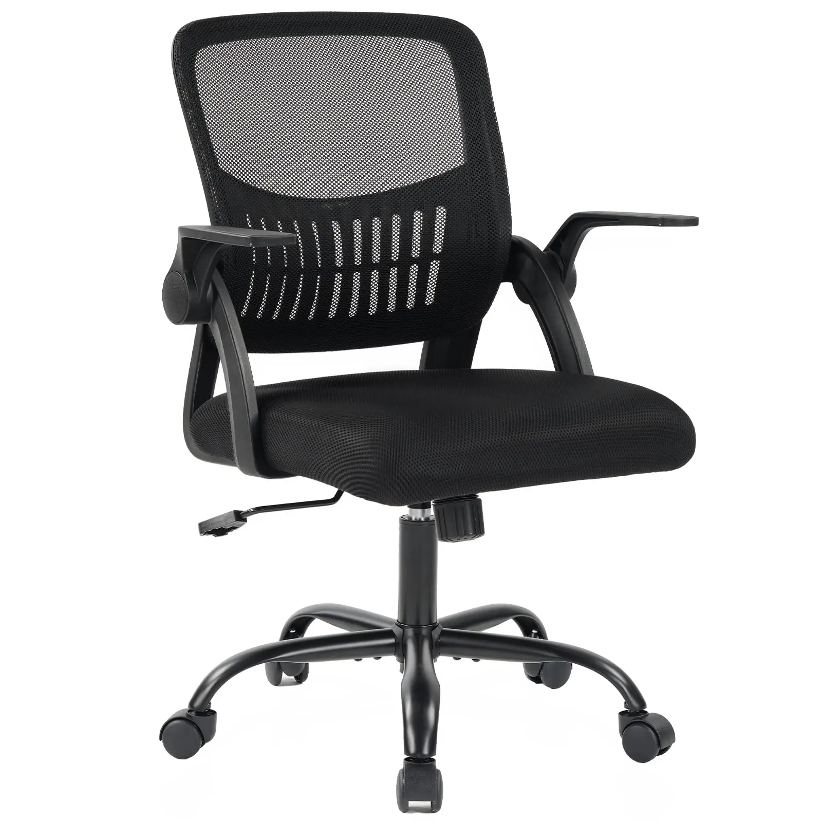 JHK Home Office Computer Chair Ergonomic Mid Back Desk with Lumbar Support 360° Swivel Height Adjustable with Flip-up Armrest